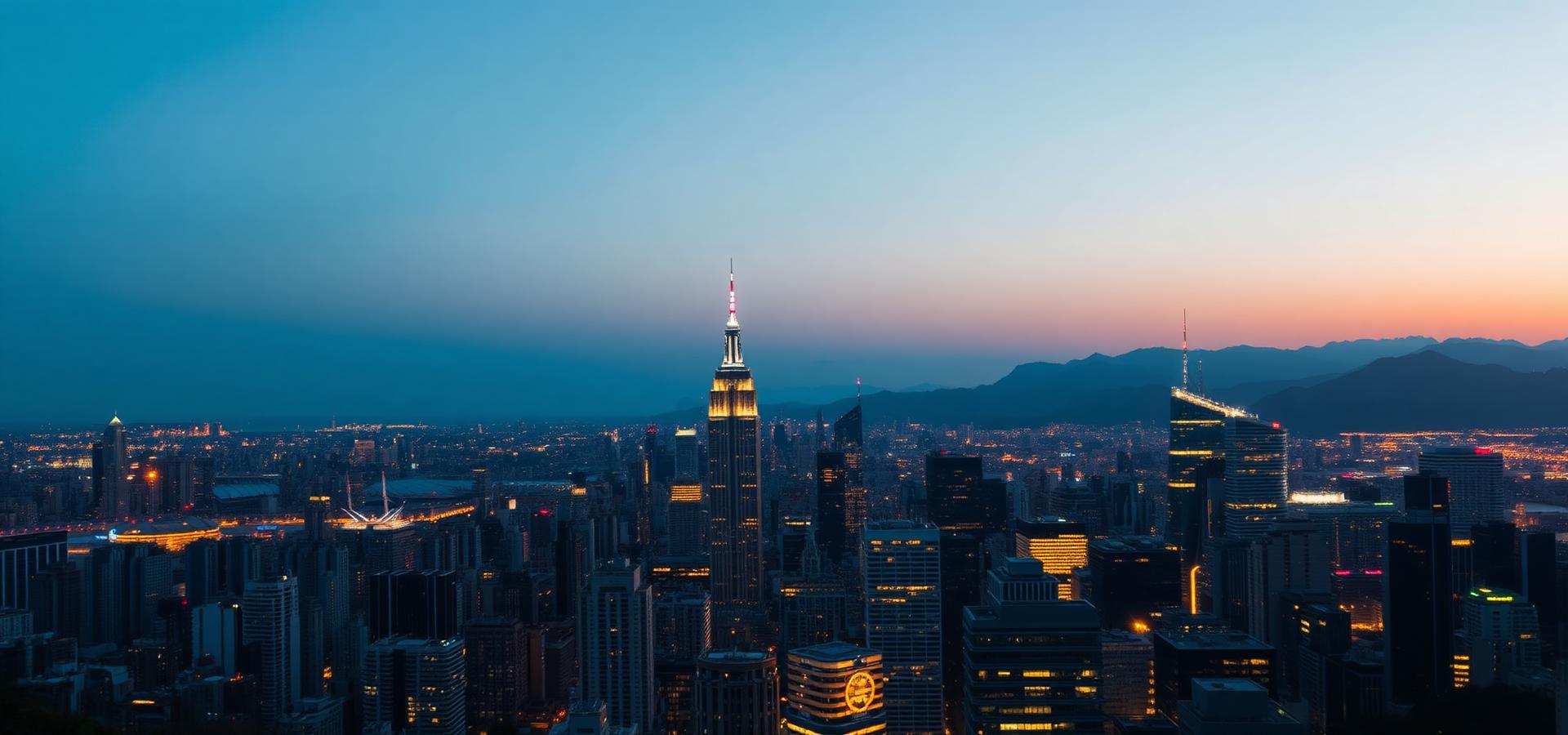 City skyline at blue hour